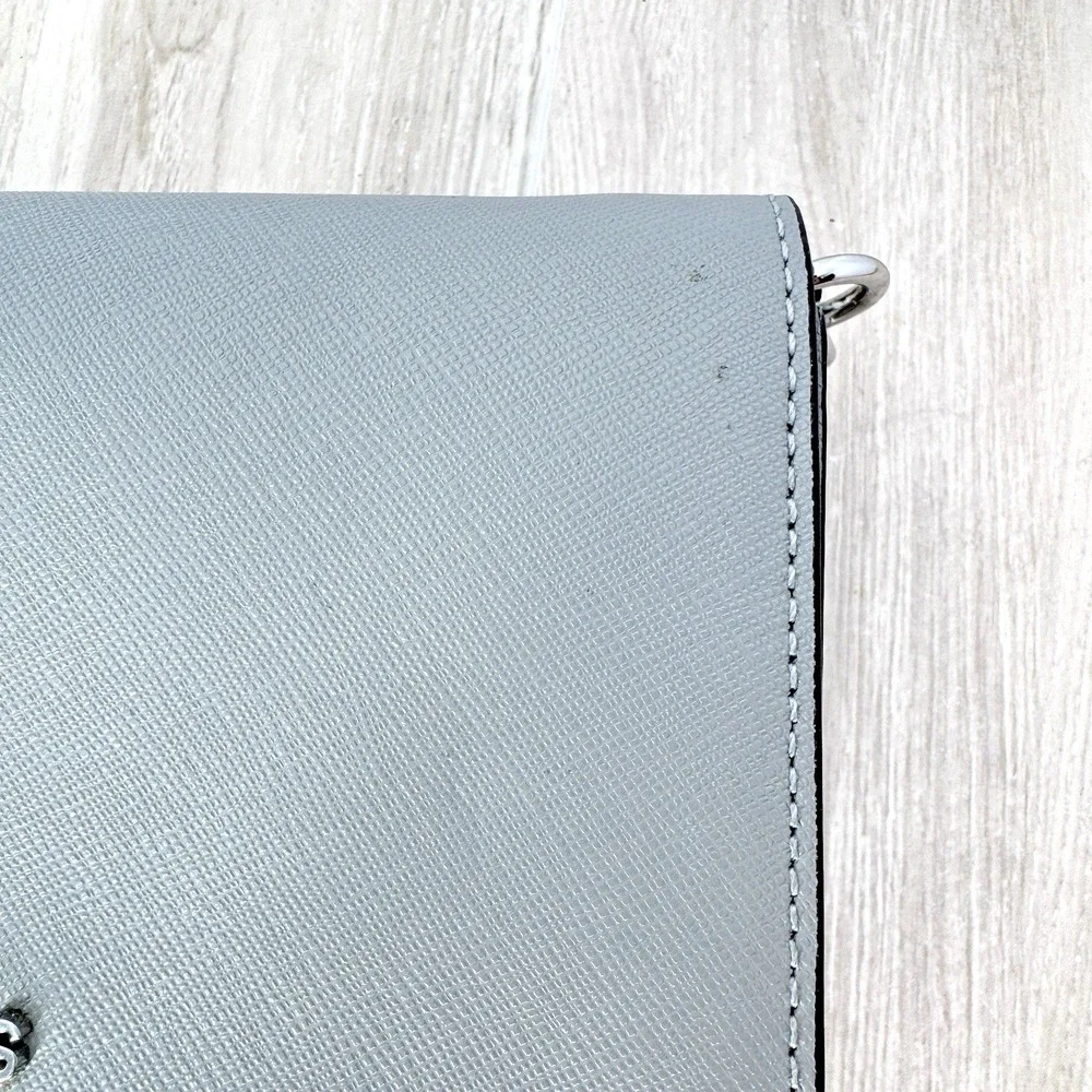 Michael Kors Gray Saffiano Leather Crossbody Wallet Chain Strap‎ Clutch